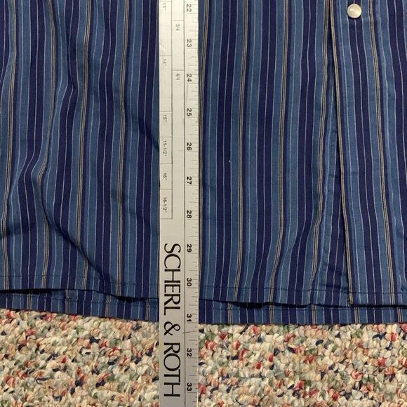 Outlaw Vintage 90s Blue Stripe Pearl Snap Short Sleeve Western Shirt Size 1X Big - Picture 8 of 10